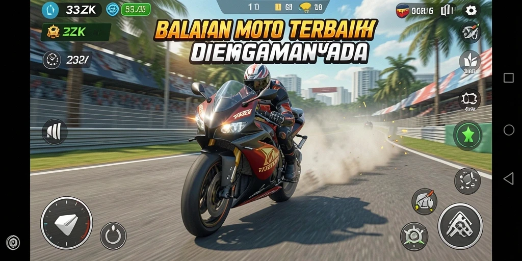 Tampilan balapan motor adrenalin tinggi dalam 33ZK.