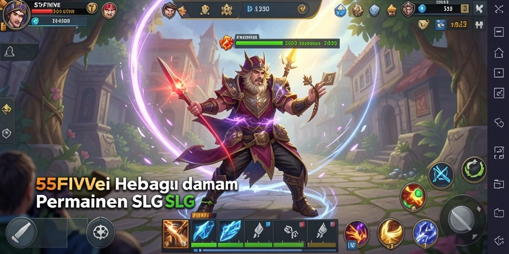 Screenshot gameplay 55FIVE menunjukkan strategi dan kerjasama dalam permainan SLG.
