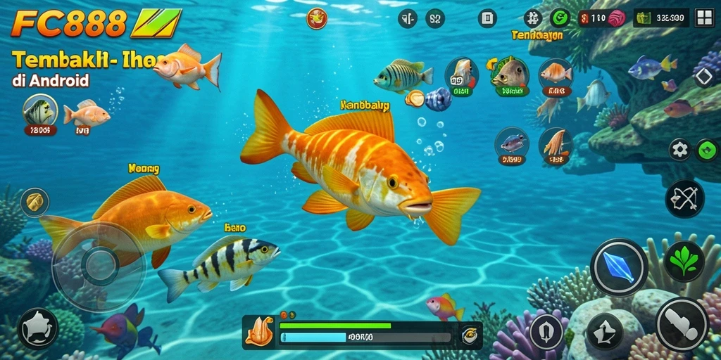 Screenshot gameplay FC888 menampilkan aksi menembak ikan yang seru.