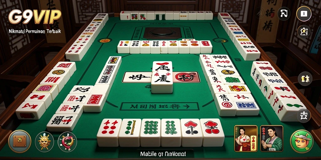 Tampilan gameplay Mahjong yang menarik dan interaktif di G9VIP.