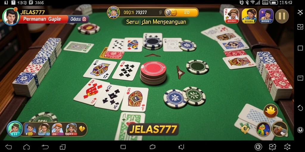 Tampilan gameplay seru Gaple di JELAS777 yang menghibur.