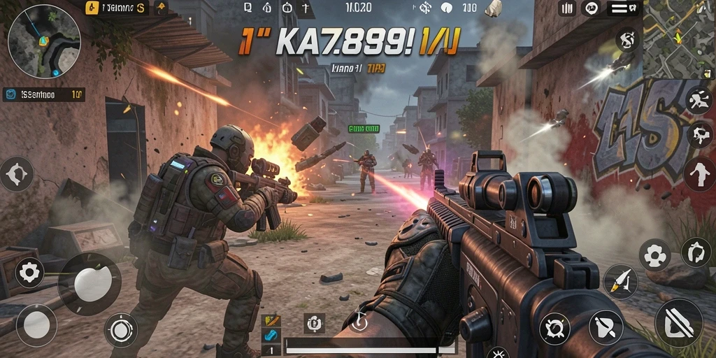 Screenshot utama KA789 menampilkan aksi intens dalam gameplay TPS.