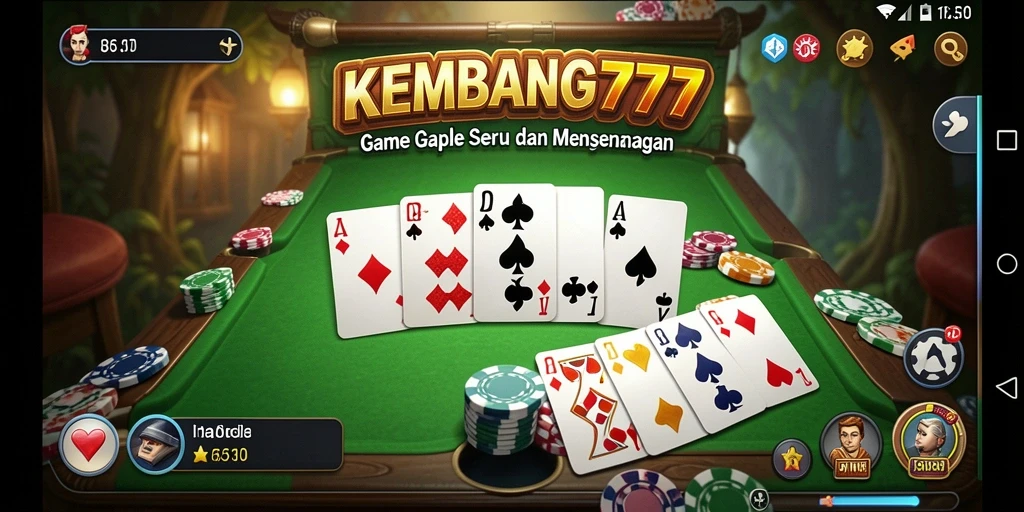Tampilan gameplay seru KEMBANG777 dengan pilihan fitur dan mode bermain Gaple.