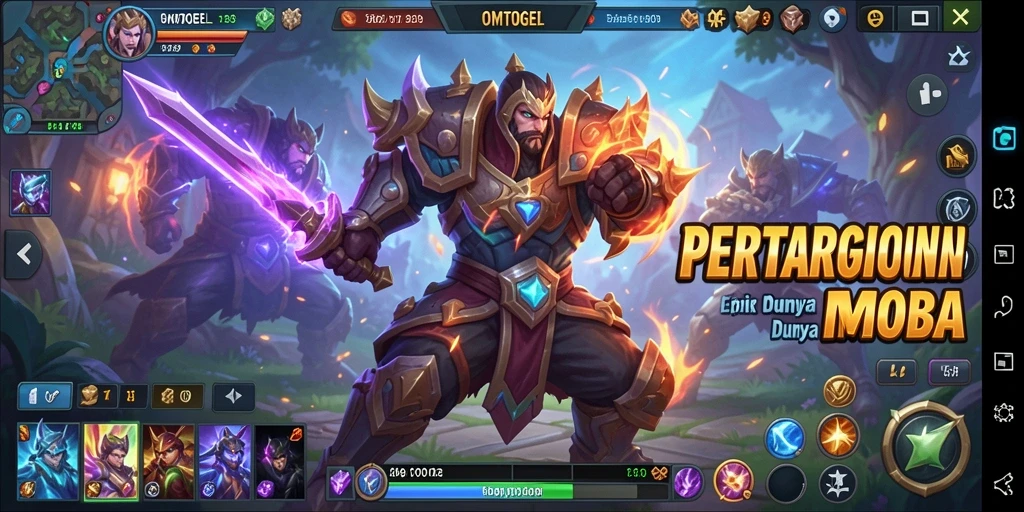 Tampilan aksi seru saat bertarung di arena MOBA.