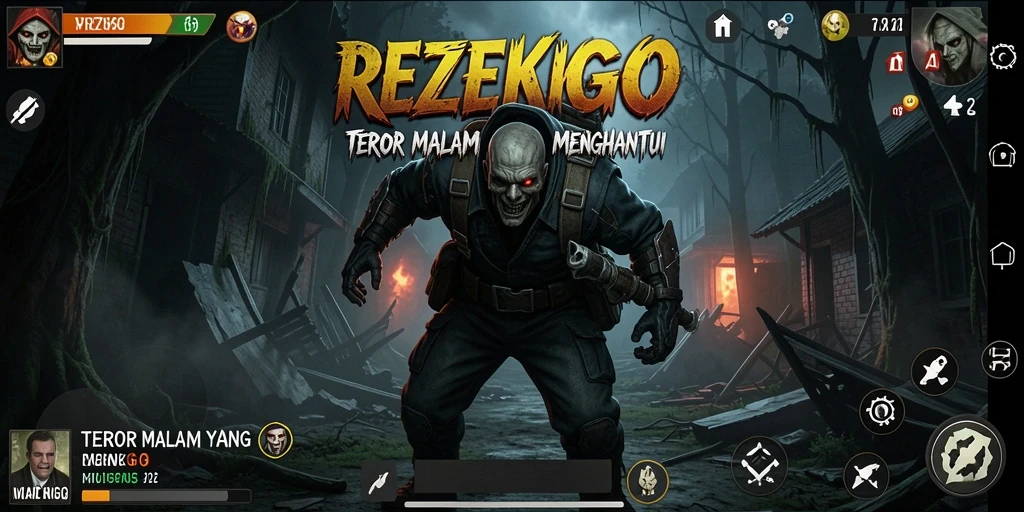 Tampilan gameplay menakutkan di REZEKIGO, sempurna untuk penggemar horor.