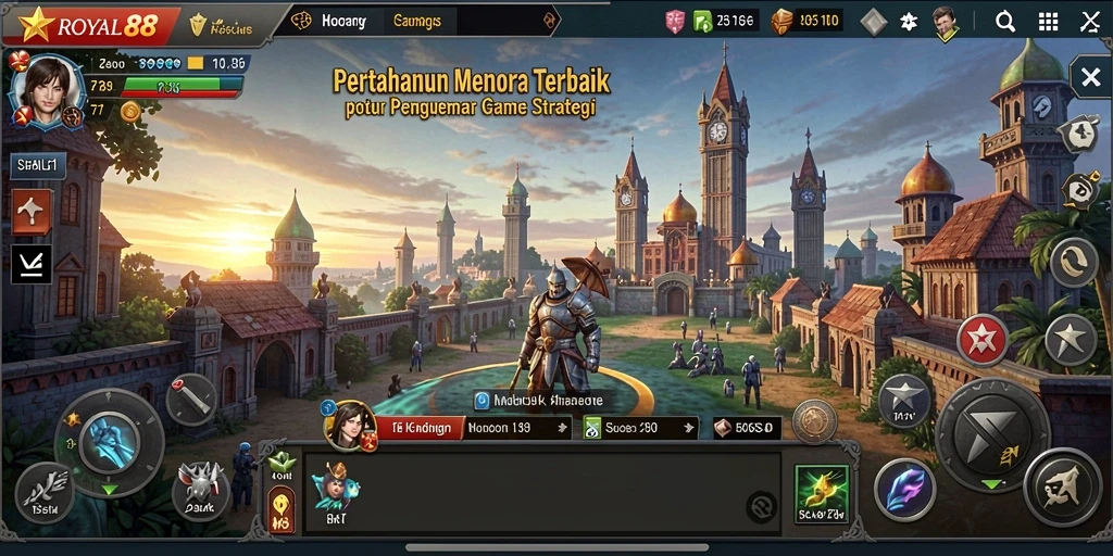 Tampilan gameplay menakjubkan dari game Tower Defense ROYAL88.