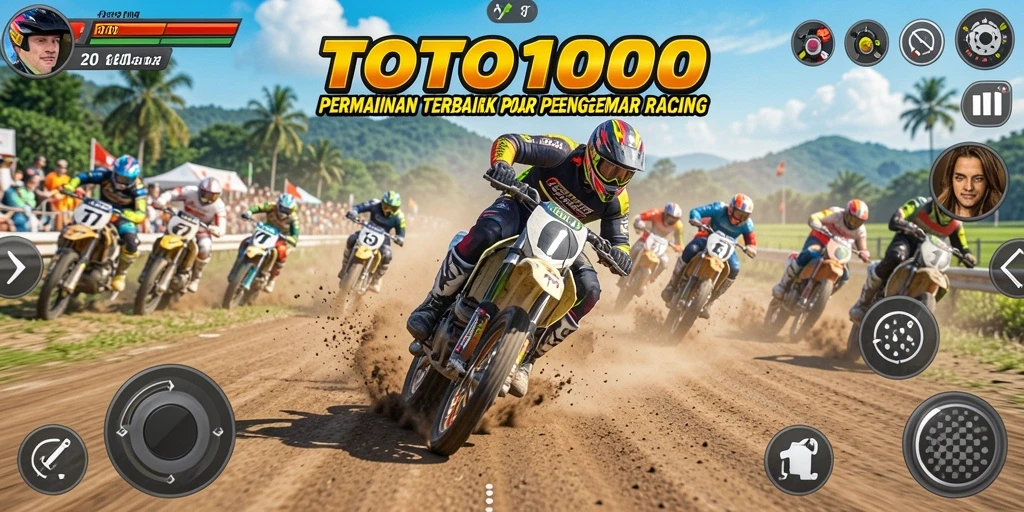 Screenshot gameplay TOTO1000 menunjukkan mobil balap beraksi di lintasan yang menegangkan.